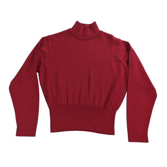 VTG Classiques Entier Petites Merino Wool Sweater Red Mock Neck Womens PL - Picture 1 of 9